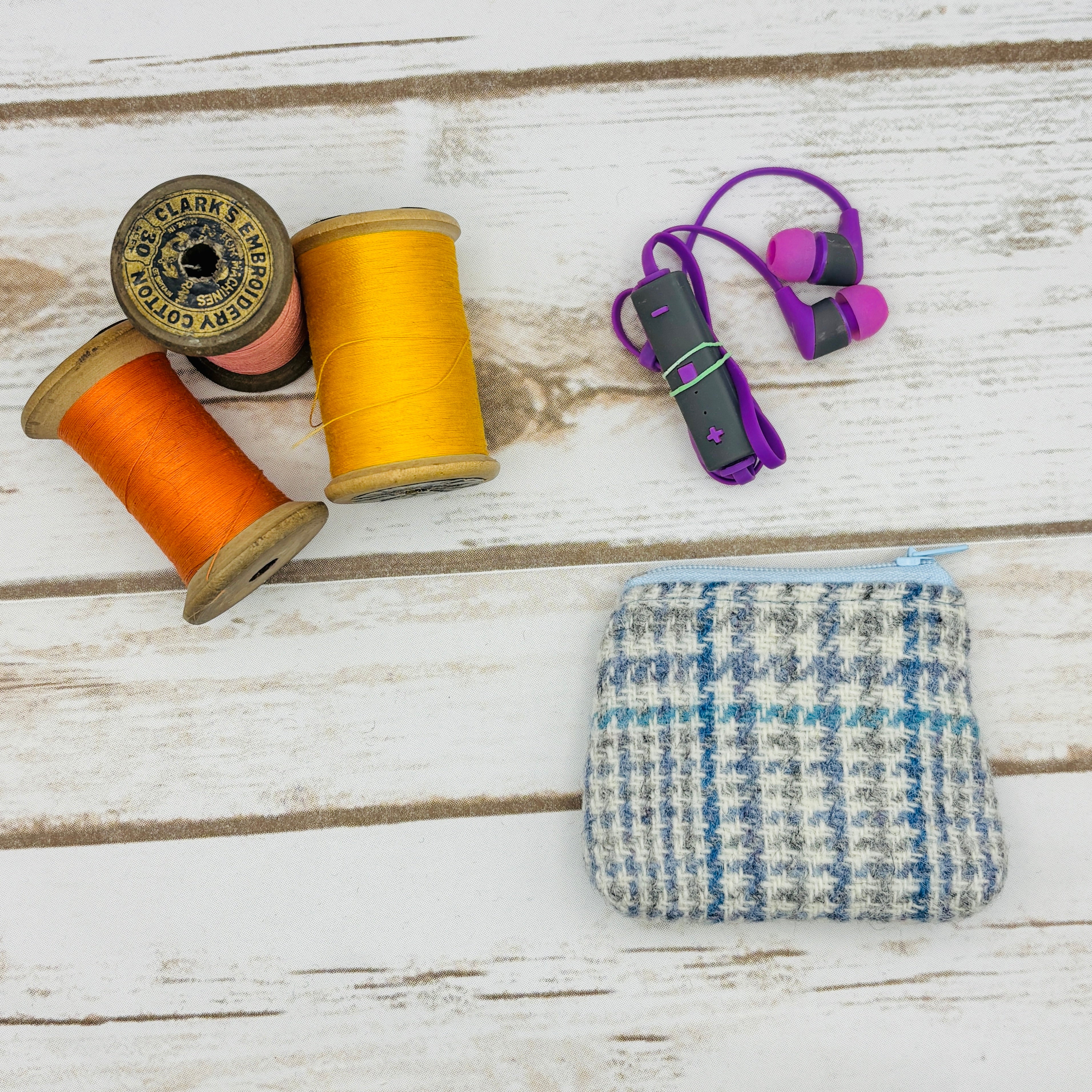 Blue Tartan Harris Tweed Coin Purse