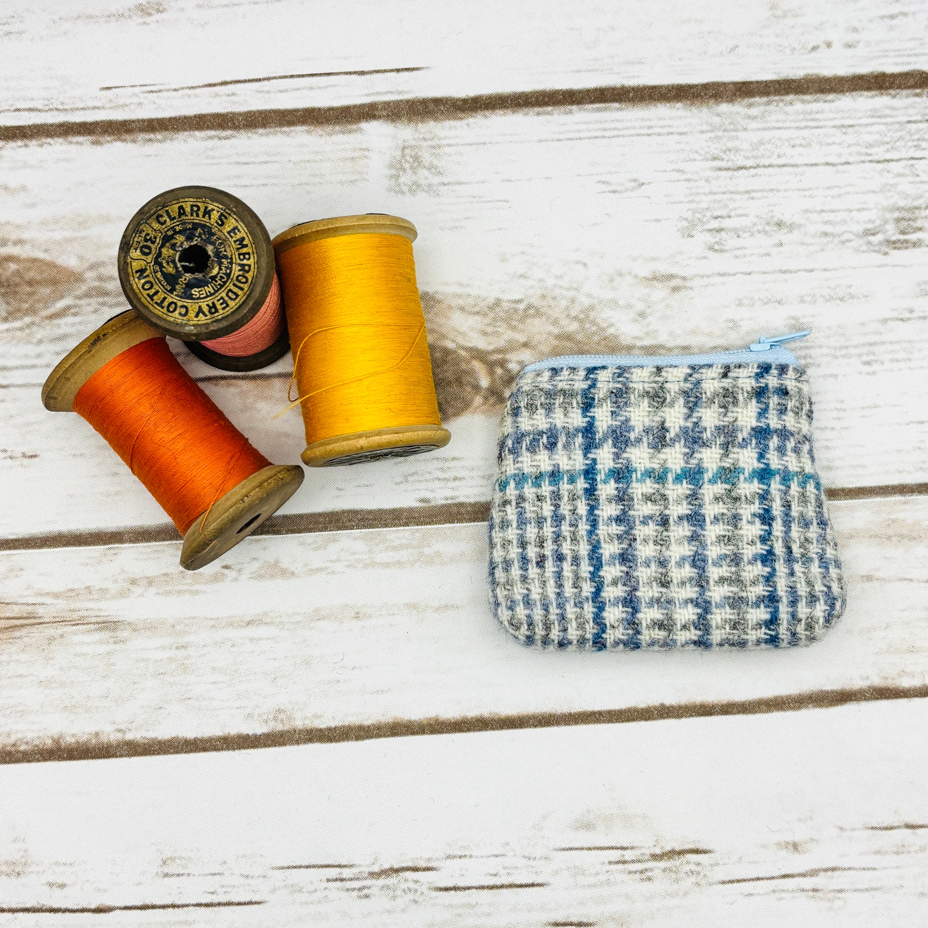 Blue Tartan Harris Tweed Coin Purse