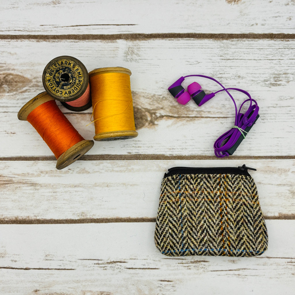 Brown Herringbone Harris Tweed Coin Purse