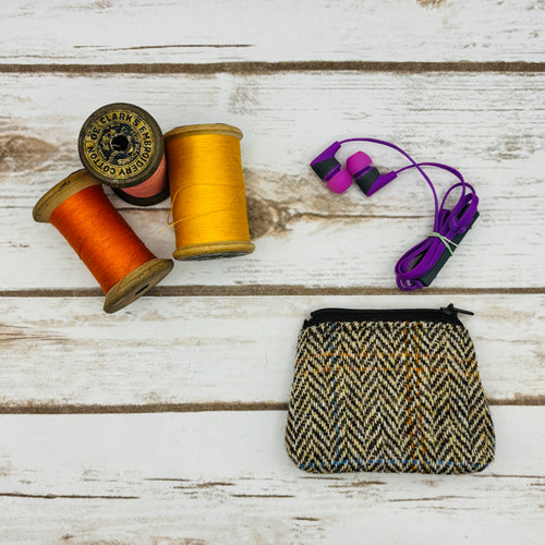 Brown Herringbone Harris Tweed Coin Purse