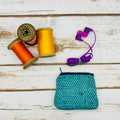 Teal Tweed Coin Purse
