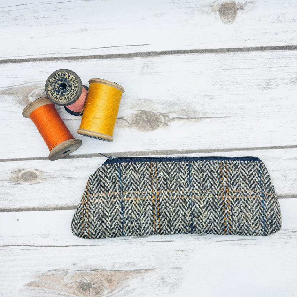 Brown Herringbone Harris Tweed Pen / Glasses Case