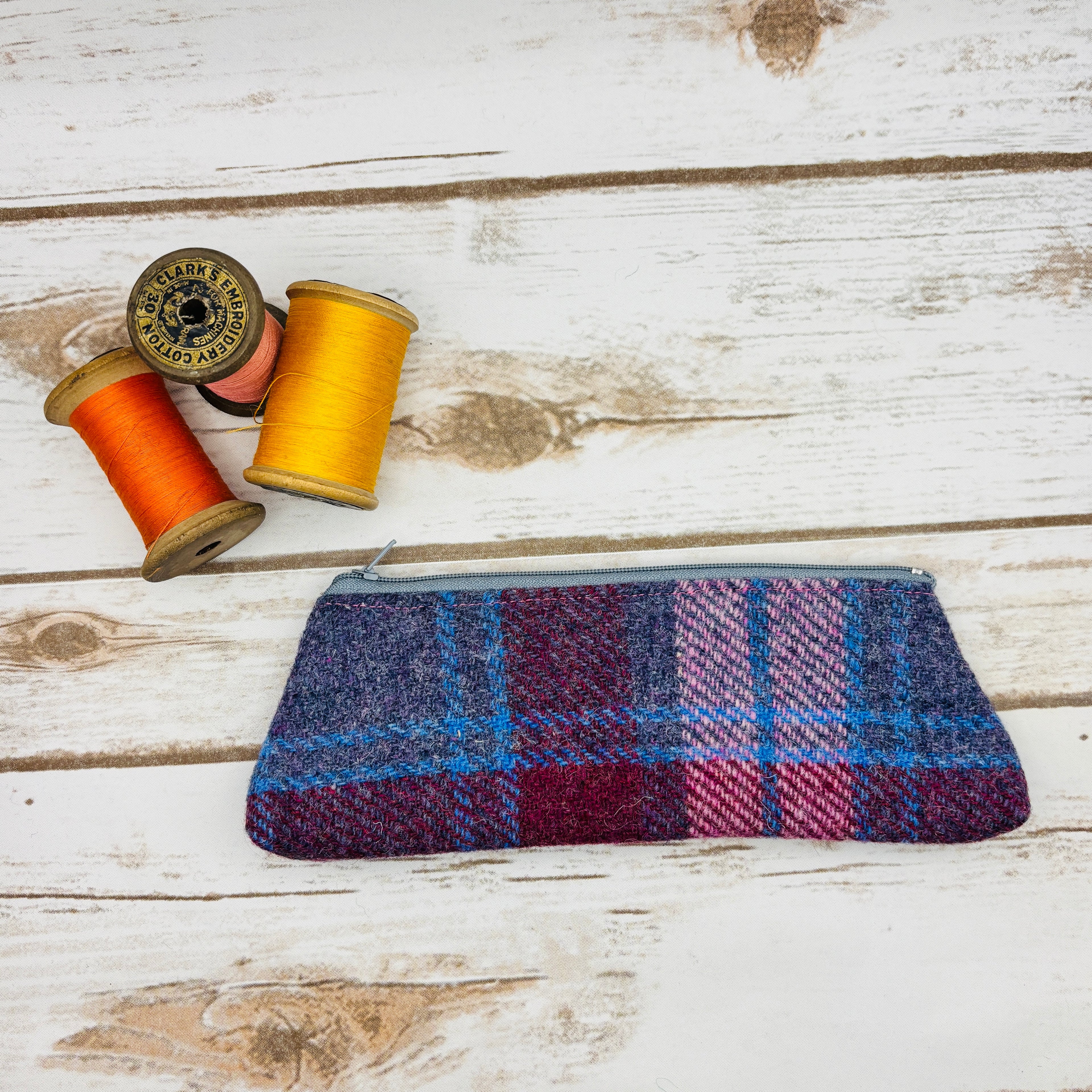 Pink Tartan Harris Tweed Pen / Glasses Case