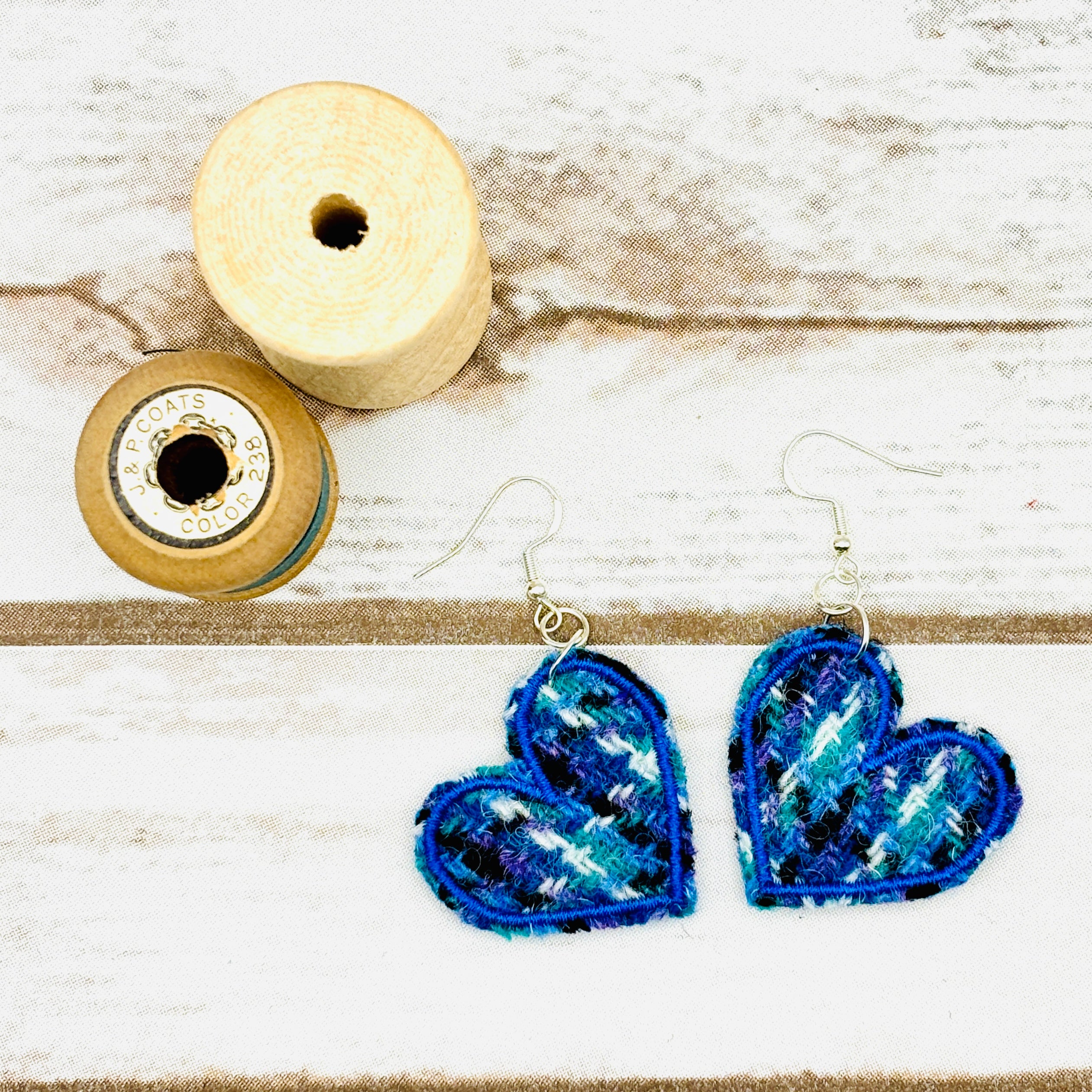 Harris Tweed Heart Earrings