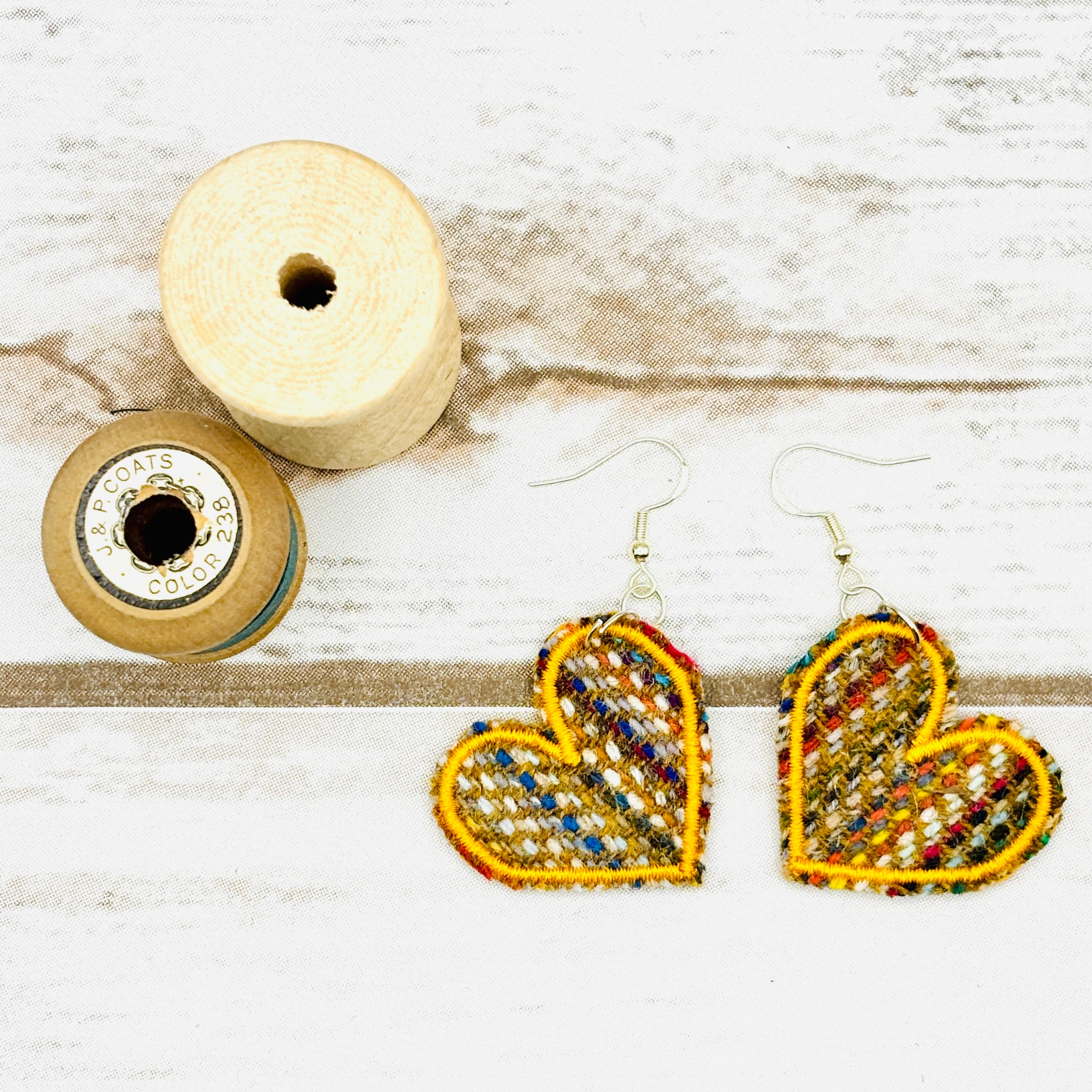 Harris Tweed Heart Earrings