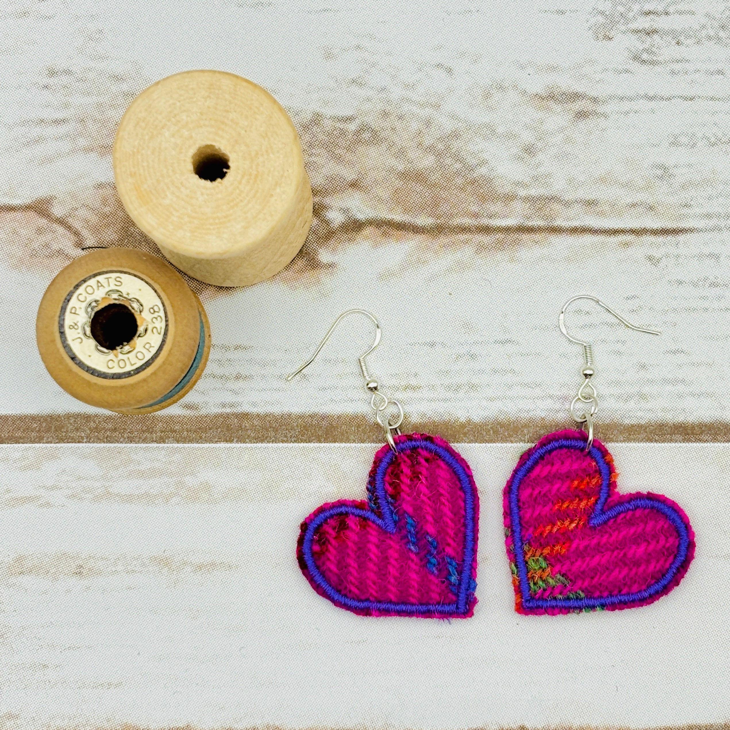 Harris Tweed Heart Earrings