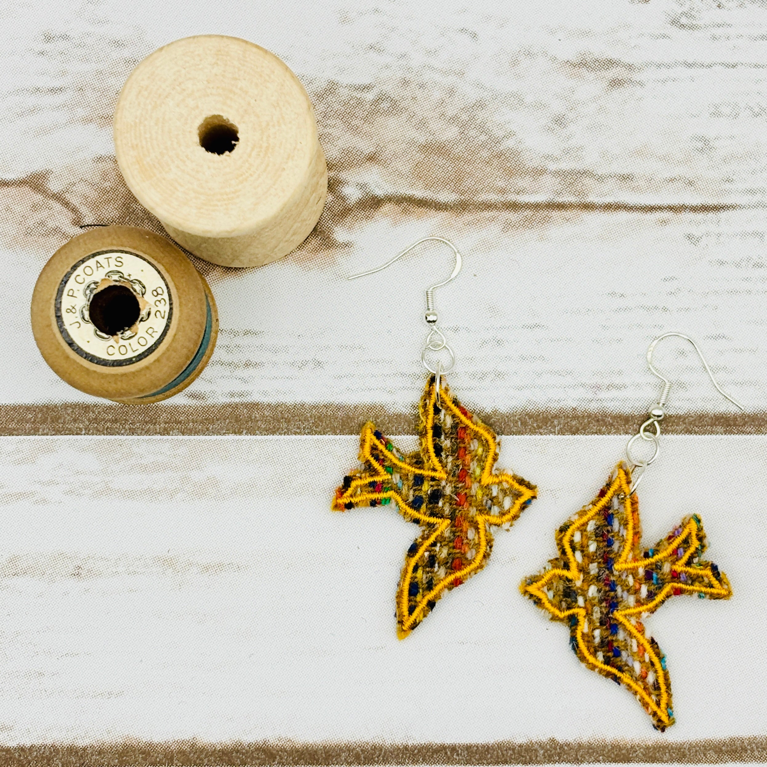 Harris Tweed Bird Earrings