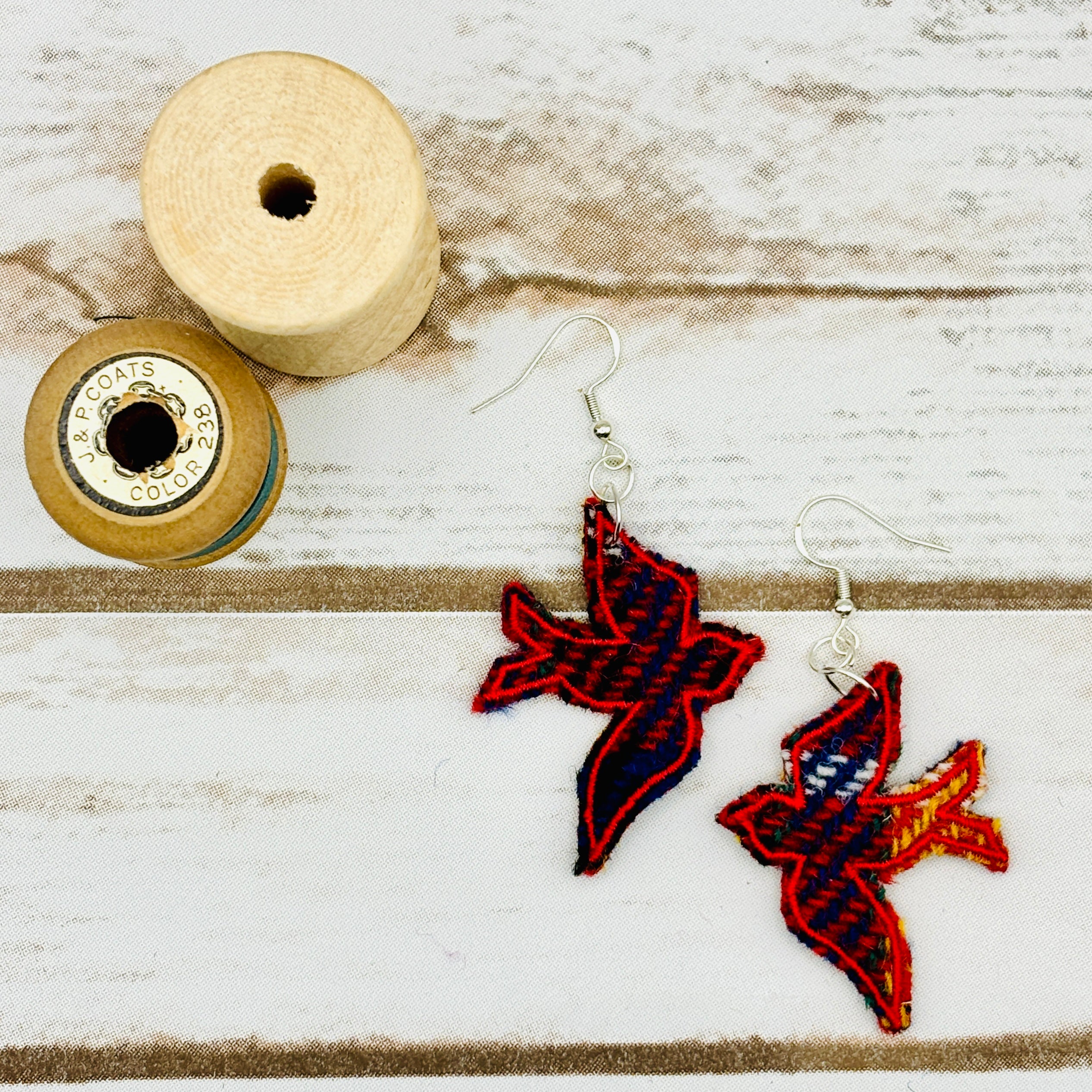 Harris Tweed Bird Earrings