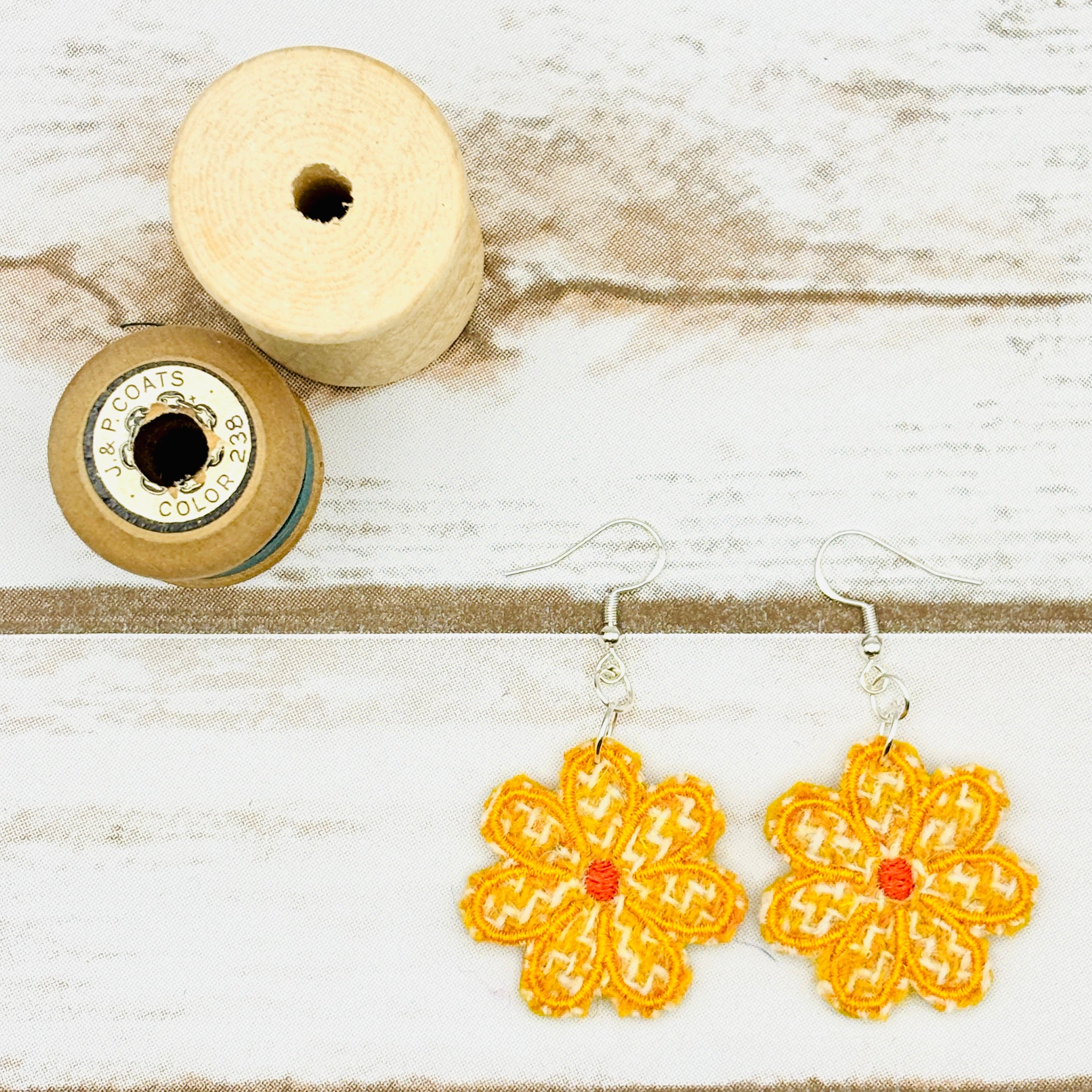 Harris Tweed Flower Earrings