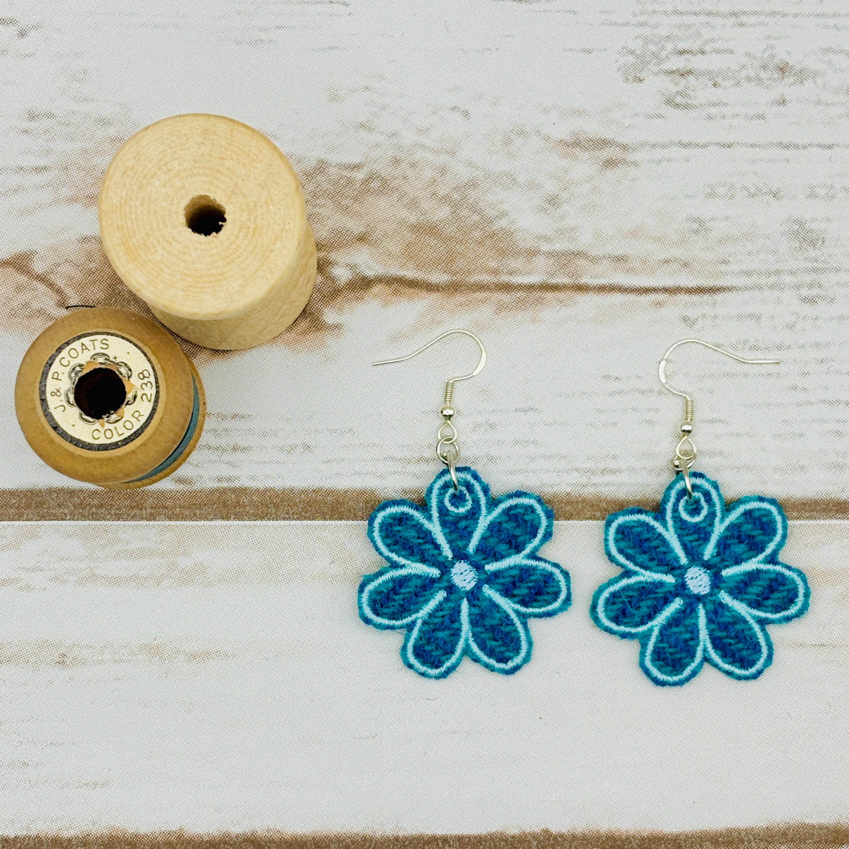 Harris Tweed Flower Earrings