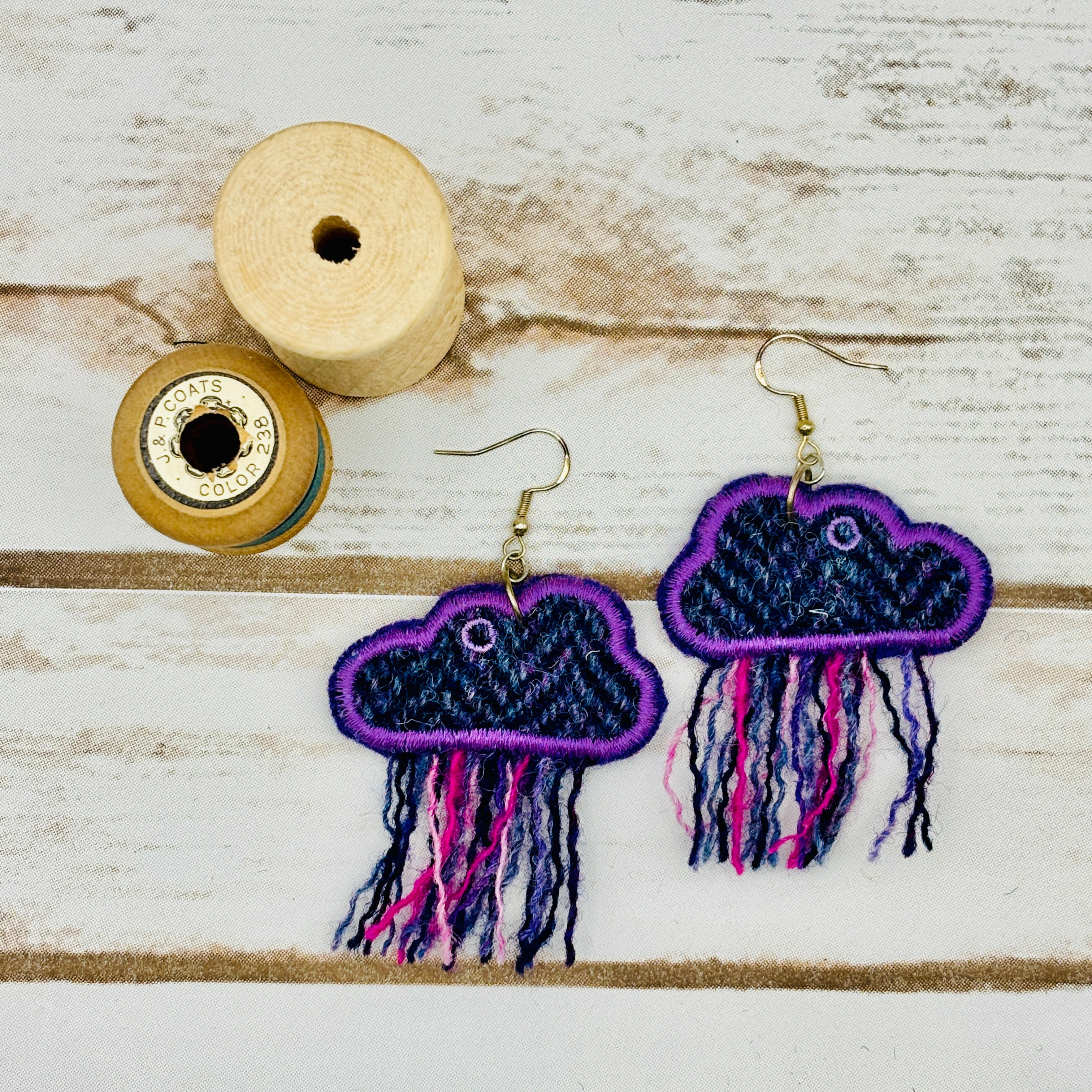 Harris Tweed Rain Cloud Earrings