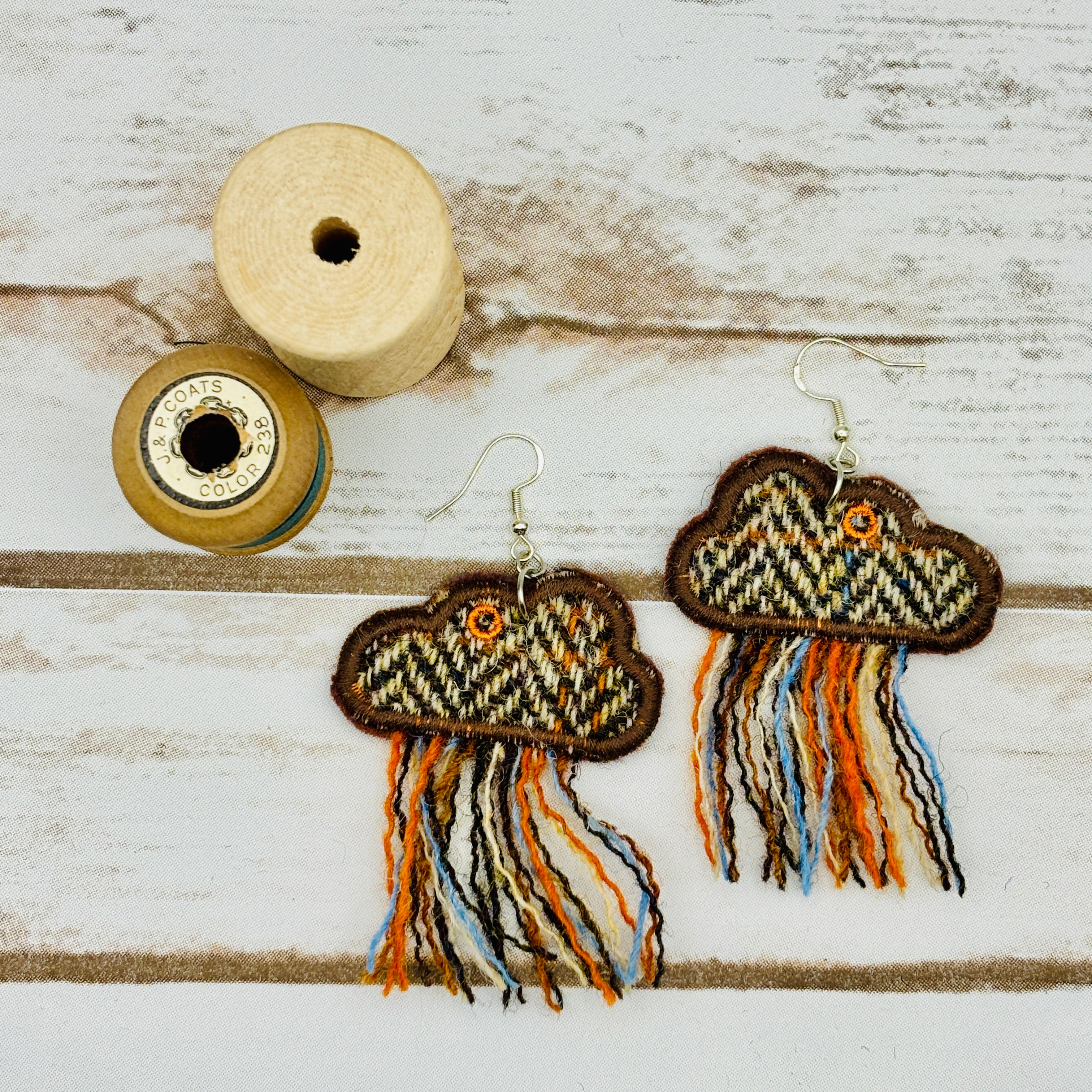 Harris Tweed Rain Cloud Earrings