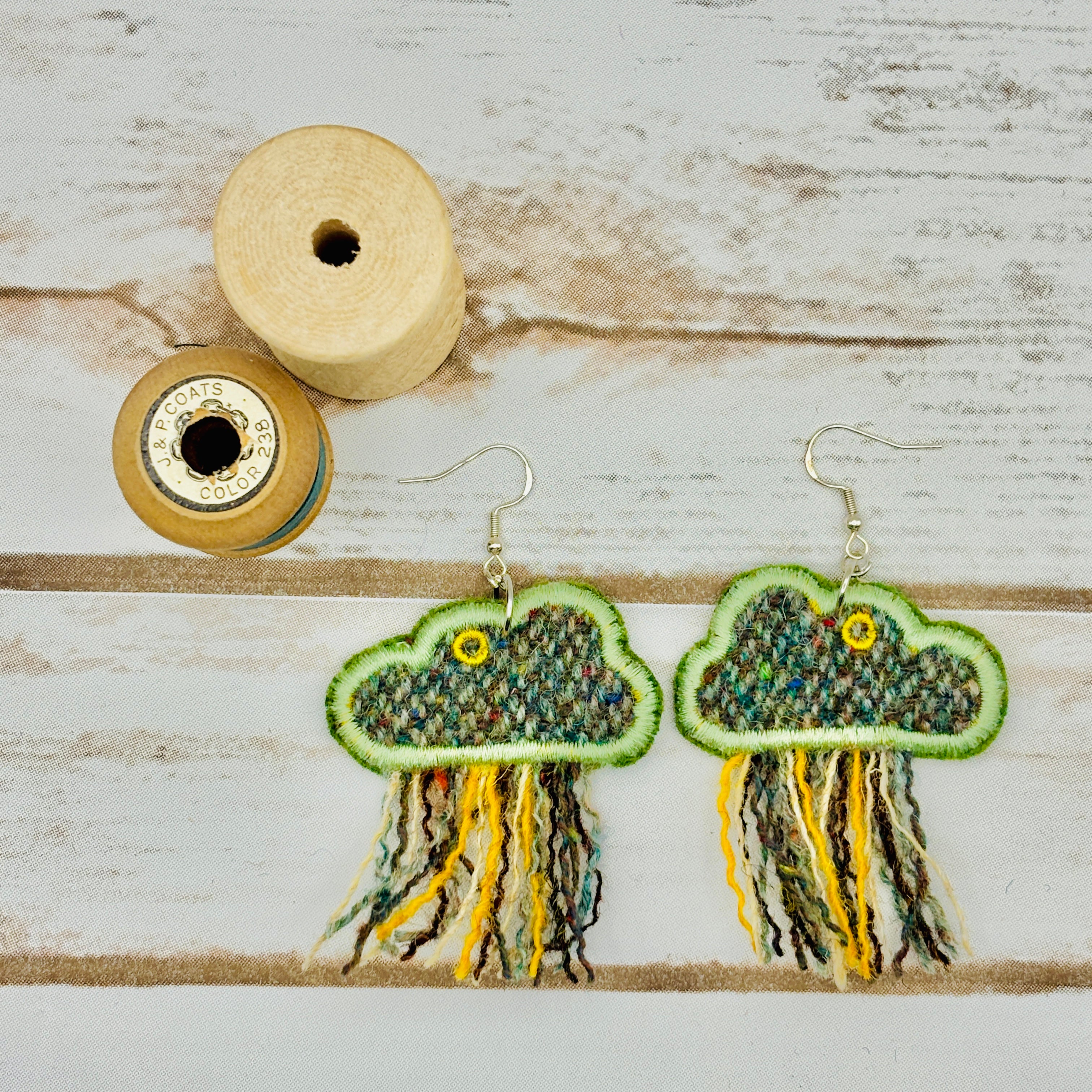 Harris Tweed Rain Cloud Earrings